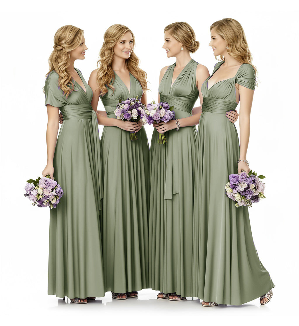 Convertible Infinity Maxi Multiway Dress With Pockets Regular Plus size Wedding Bridal Party Bridemaids Gown dusty sage 