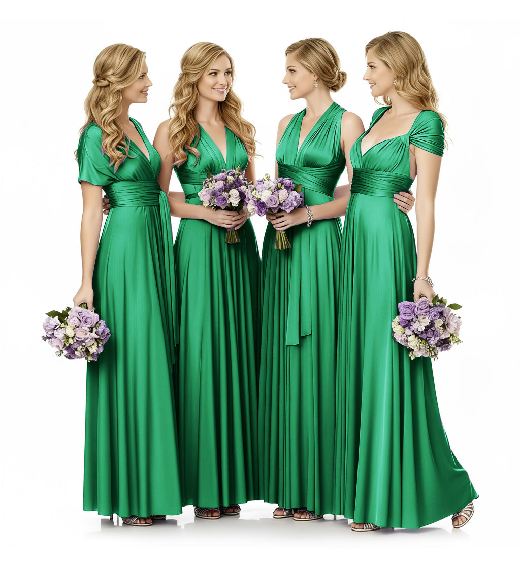 Convertible Infinity Maxi Multiway Dress With Pockets Regular Plus size Wedding Bridal Party Bridemaids Gown emerald 