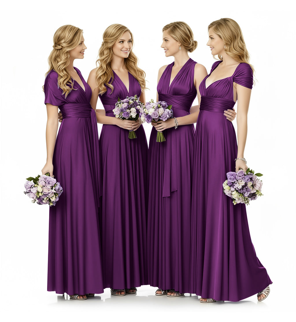 Convertible Infinity Maxi Multiway Dress With Pockets Regular Plus size Wedding Bridal Party Bridemaids Gown grape 