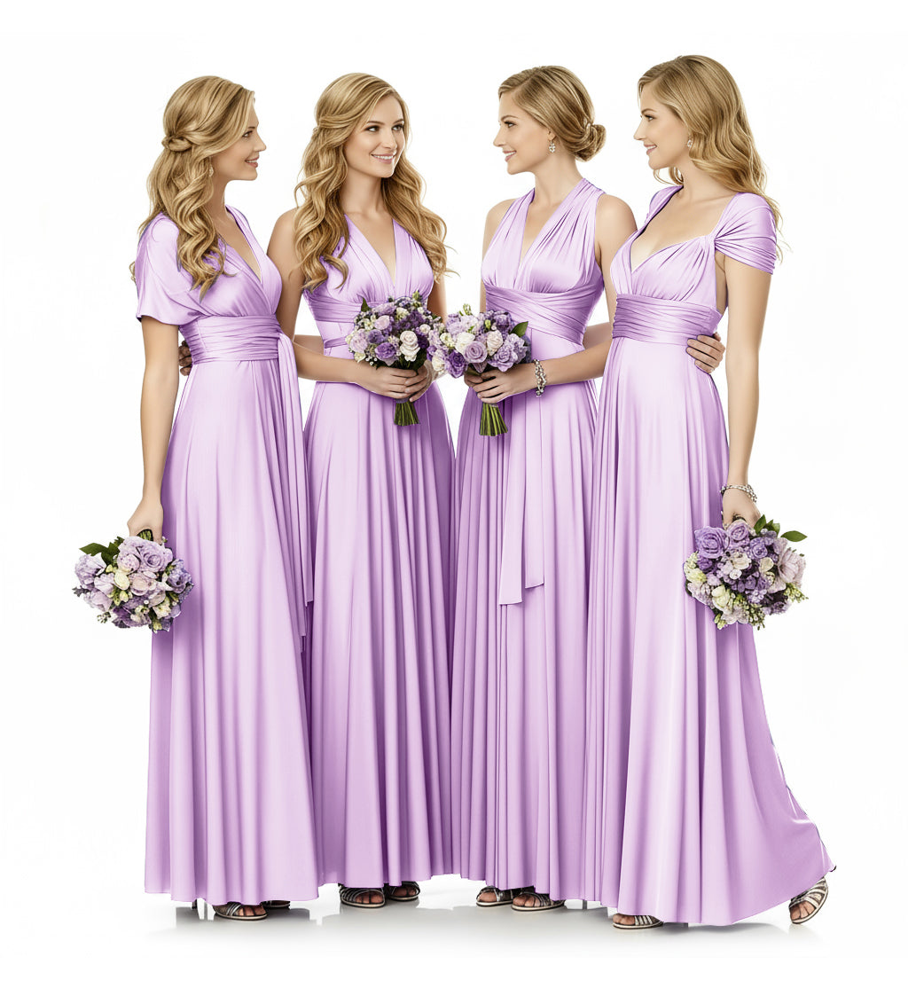 Convertible Infinity Maxi Multiway Dress With Pockets Regular Plus size Wedding Bridal Party Bridemaids Gown lilac 