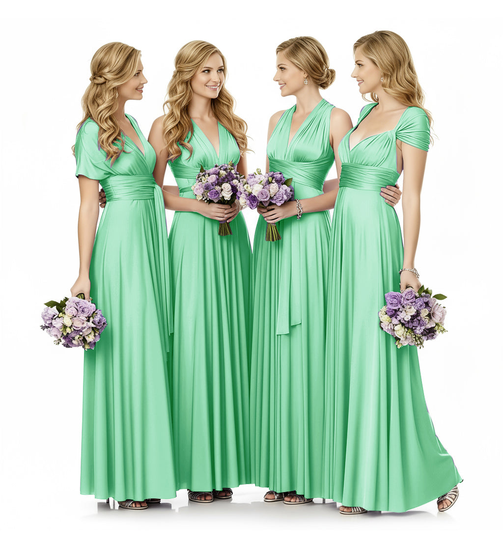Convertible Infinity Maxi Multiway Dress With Pockets Regular Plus size Wedding Bridal Party Bridemaids Gown mint green 