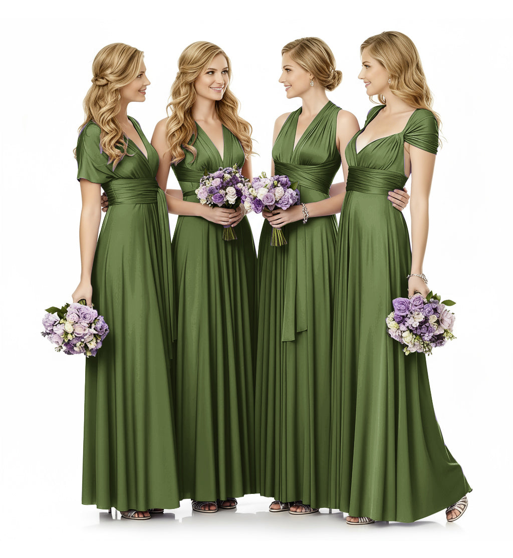Convertible Infinity Maxi Multiway Dress With Pockets Regular Plus size Wedding Bridal Party Bridemaids Gown olive 