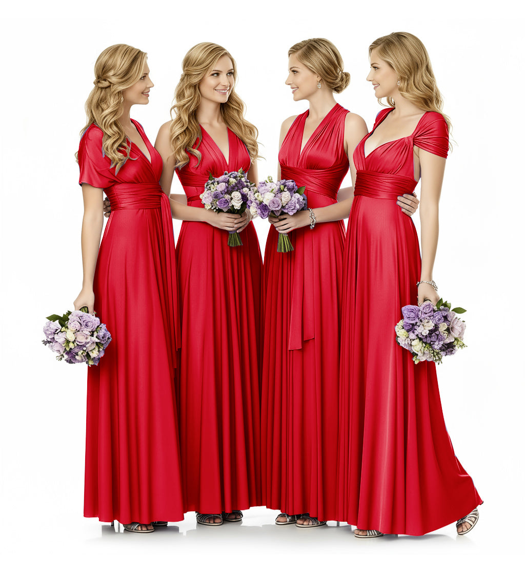 Convertible Infinity Maxi Multiway Dress With Pockets Regular Plus size Wedding Bridal Party Bridemaids Gown red 