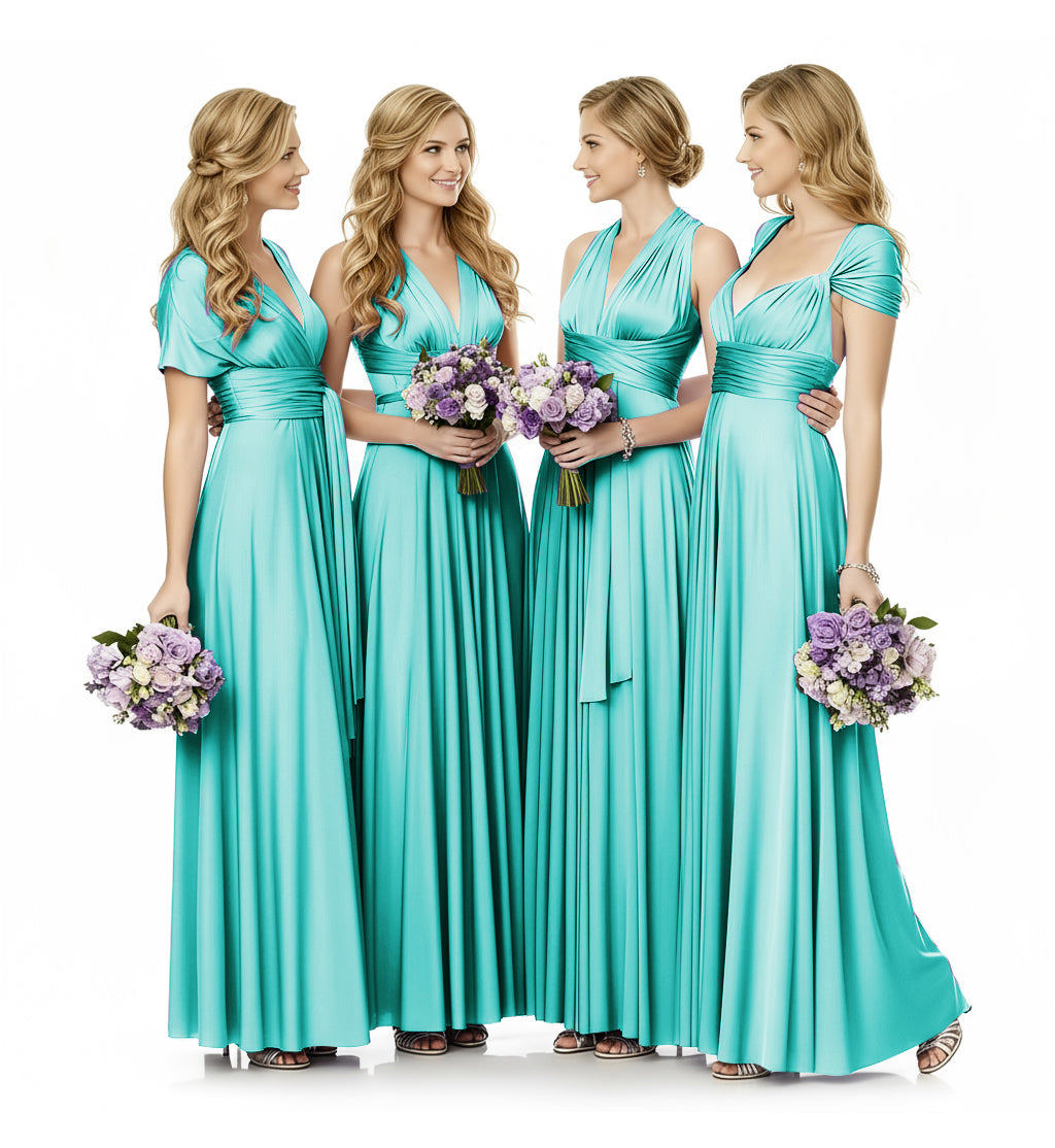 Convertible Infinity Maxi Multiway Dress With Pockets Regular Plus size Wedding Bridal Party Bridemaids Gown turquoise 