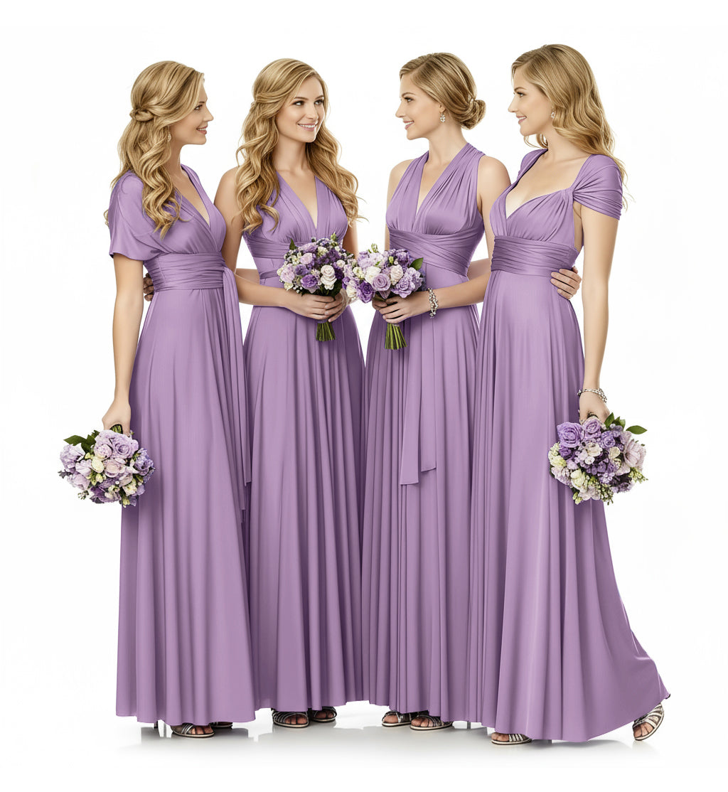 Convertible Infinity Maxi Multiway Dress With Pockets Regular Plus size Wedding Bridal Party Bridemaids Gown wisteria mauve 