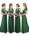 Convertible Maxi Infinity Multiway Dress With Pockets Regular Plus size Wedding Bridal Party Bridemaids Gown dark green 