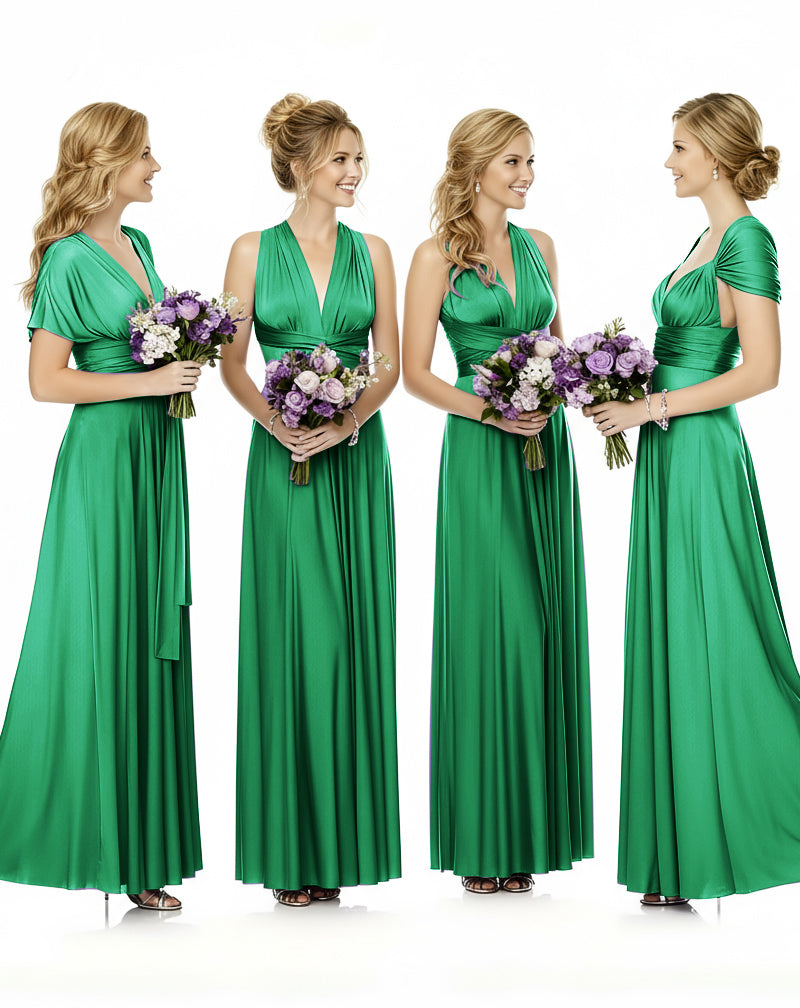 Convertible Maxi Wrap Infinity Dress With Pockets Regular Plus size Wedding Bridal Party Bridemaids Gownemerald 