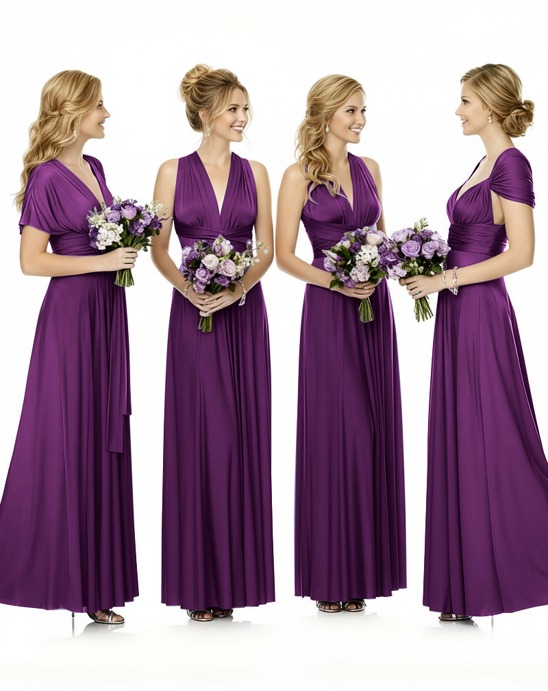 Convertible Maxi Wrap Infinity Dress With Pockets Regular Plus size Wedding Bridal Party Bridemaids Gowngrape 