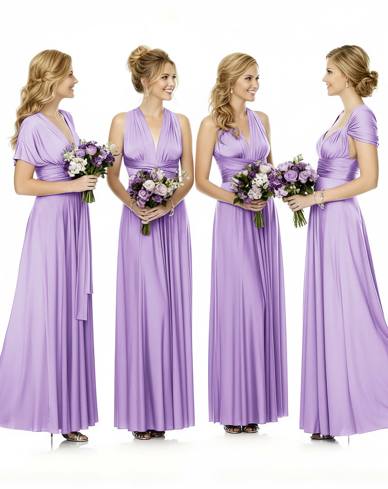 Convertible Maxi Wrap Infinity Dress With Pockets Regular Plus size Wedding Bridal Party Bridemaids Gownlilac 