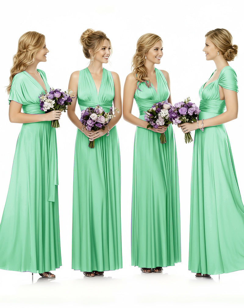 Convertible Maxi Wrap Infinity Dress With Pockets Regular Plus size Wedding Bridal Party Bridemaids Gownmint green 