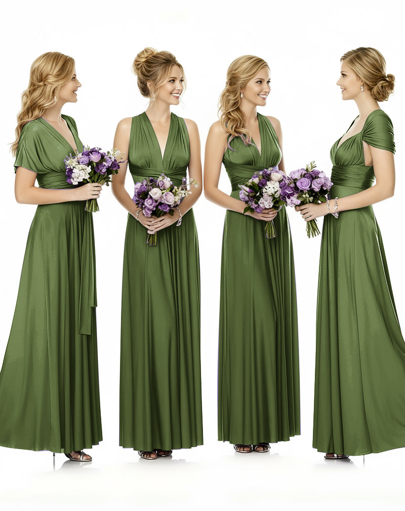Convertible Maxi Wrap Infinity Dress With Pockets Regular Plus size Wedding Bridal Party Bridemaids Gownolive 