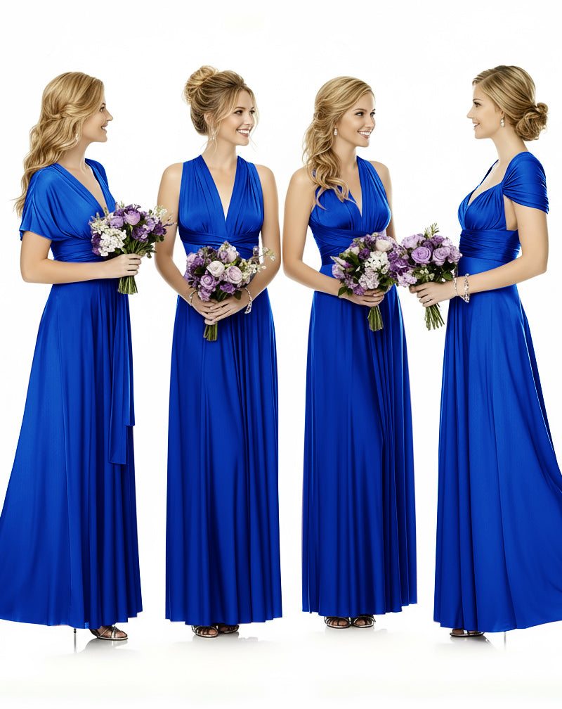 Convertible Maxi Wrap Infinity Dress With Pockets Regular Plus size Wedding Bridal Party Bridemaids Gownroyal blue 