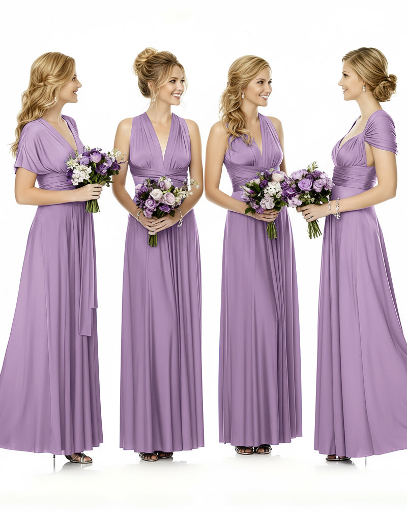 Convertible Maxi Wrap Infinity Dress With Pockets Regular Plus size Wedding Bridal Party Bridemaids Gownwisteria mauve 