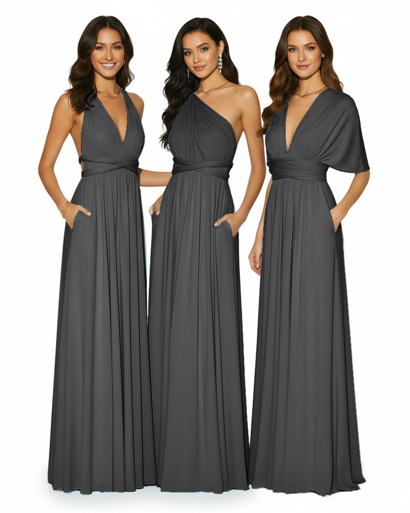 Convertible Multi-Way Infinity Wrap Dress Regular Plus size Wedding Bridal Party Bridemaids Gownblack 