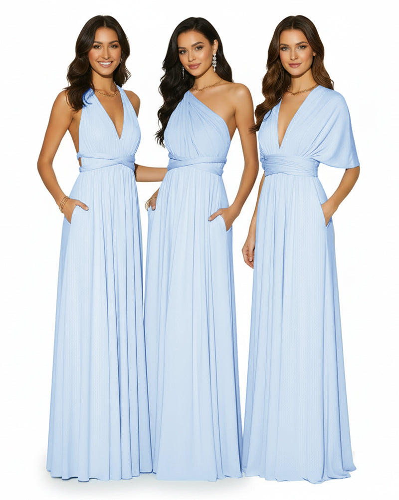 Convertible Multi-Way Infinity Wrap Dress Regular Plus size Wedding Bridal Party Bridemaids Gownblue 