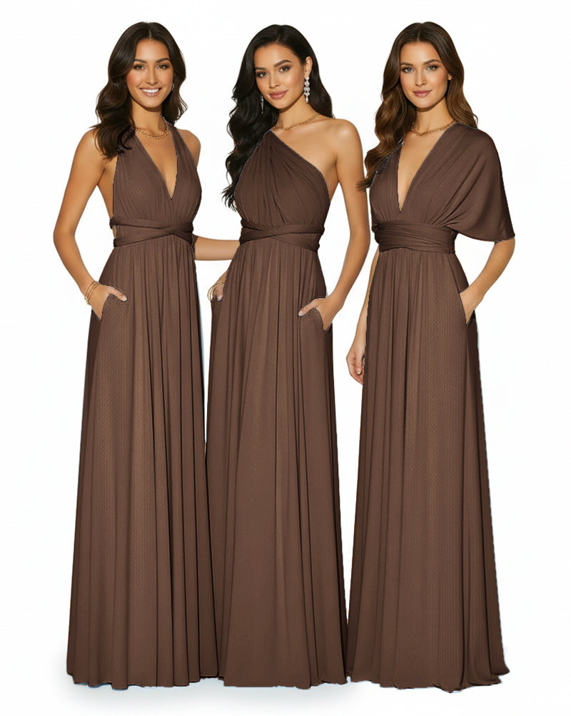 Convertible Multi-Way Infinity Wrap Dress Regular Plus size Wedding Bridal Party Bridemaids Gownbrown 