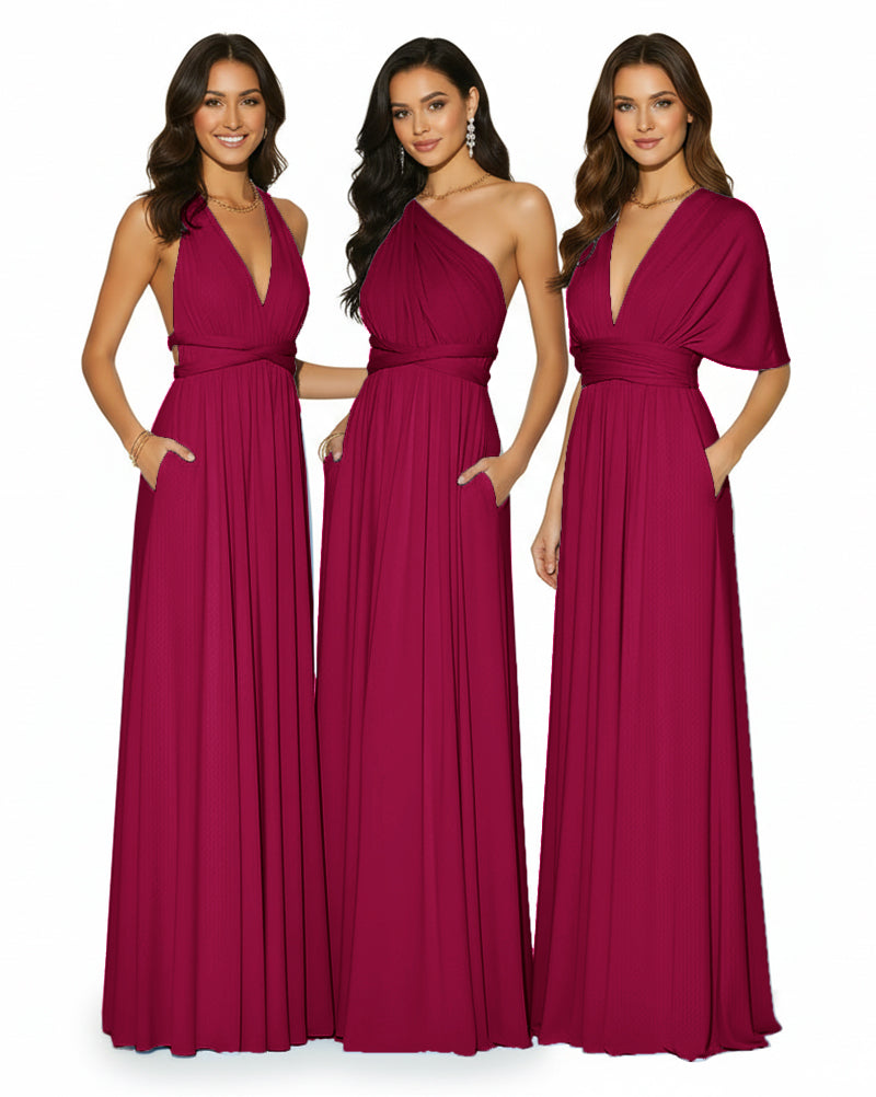 Convertible Multi-Way Infinity Wrap Dress Regular Plus size Wedding Bridal Party Bridemaids Gownburgundy 
