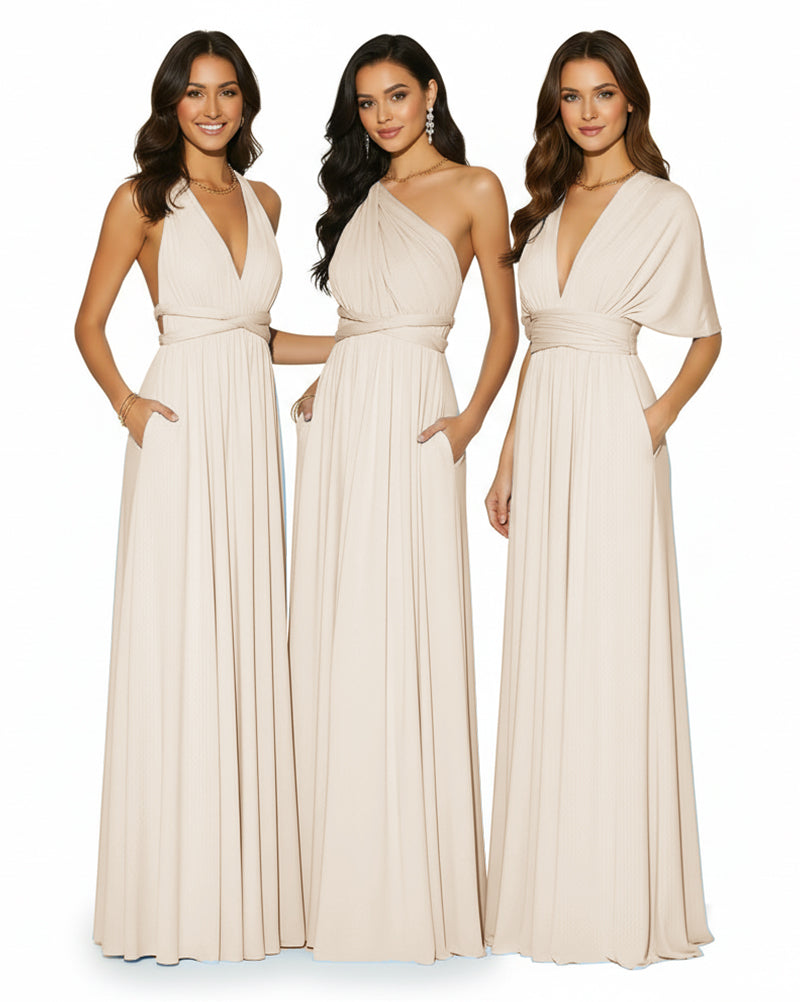 Convertible Multi-Way Infinity Wrap Dress Regular Plus size Wedding Bridal Party Bridemaids Gownchampagne 
