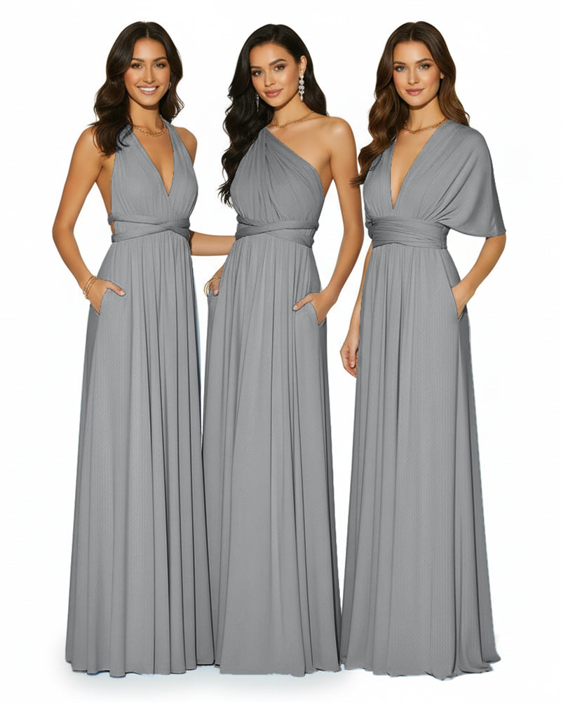 Convertible Multi-Way Infinity Wrap Dress Regular Plus size Wedding Bridal Party Bridemaids Gowncharcoal grey 