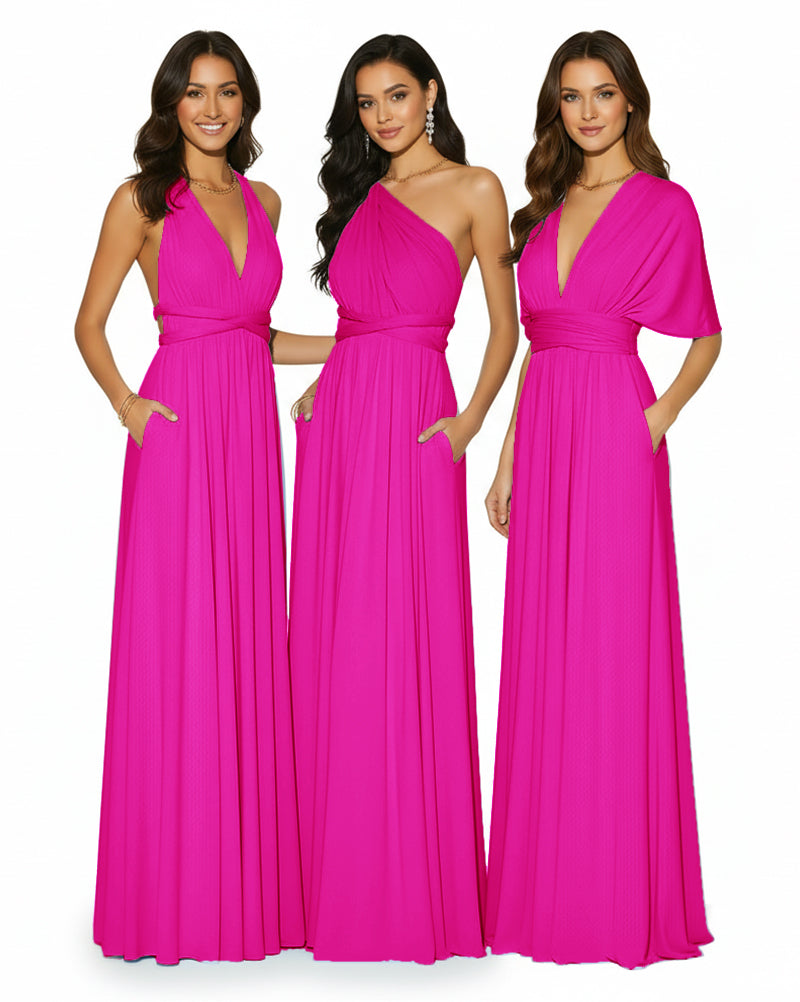 Convertible Multi-Way Infinity Wrap Dress Regular Plus size Wedding Bridal Party Bridemaids Gownfuchsia 
