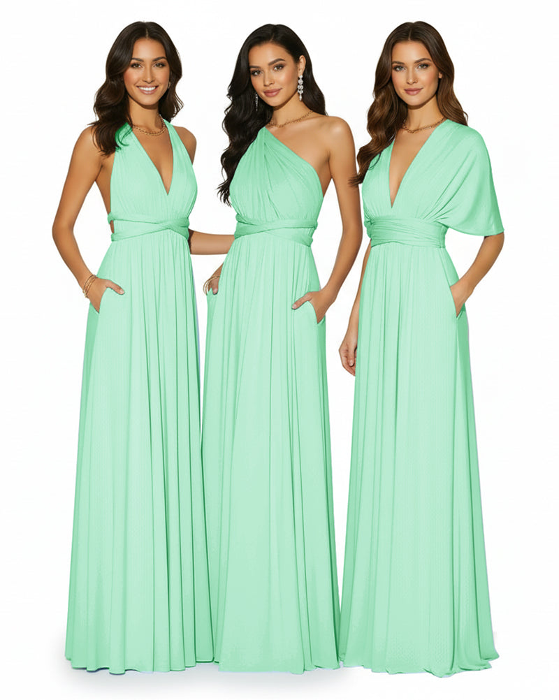 Convertible Multi-Way Infinity Wrap Dress Regular Plus size Wedding Bridal Party Bridemaids Gownmint green 
