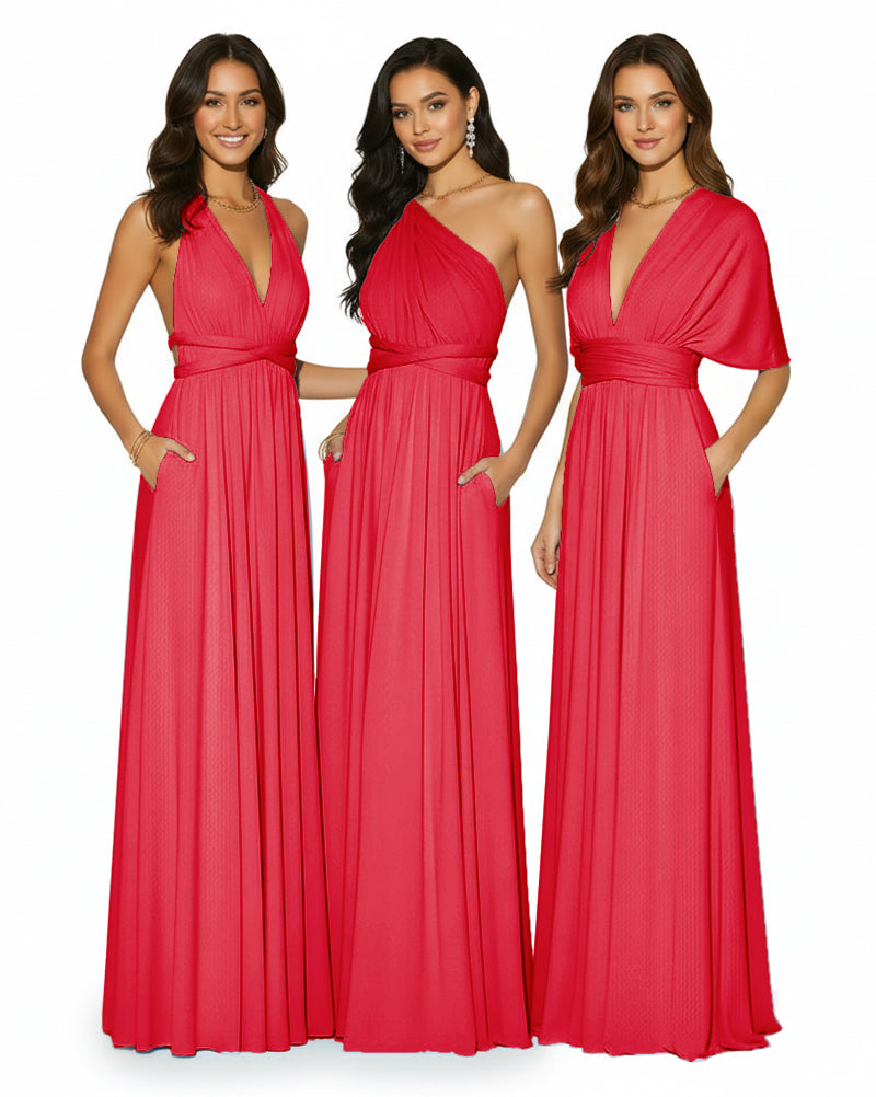 Convertible Multi-Way Infinity Wrap Dress Regular Plus size Wedding Bridal Party Bridemaids Gownred 