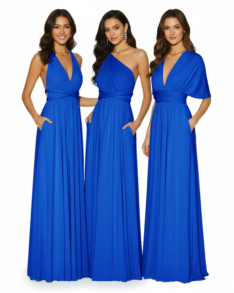 Convertible Multi-Way Infinity Wrap Dress Regular Plus size Wedding Bridal Party Bridemaids Gownroyal blue 