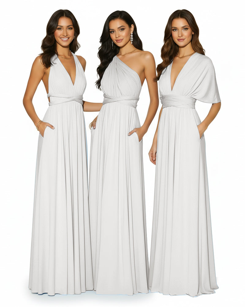 Convertible Multi-Way Infinity Wrap Dress Regular Plus size Wedding Bridal Party Bridemaids Gownsilver 