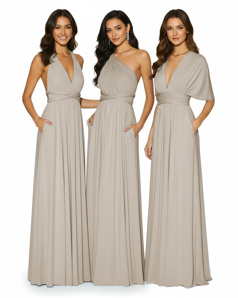 Convertible Multi-Way Infinity Wrap Dress Regular Plus size Wedding Bridal Party Bridemaids Gowntaupe 