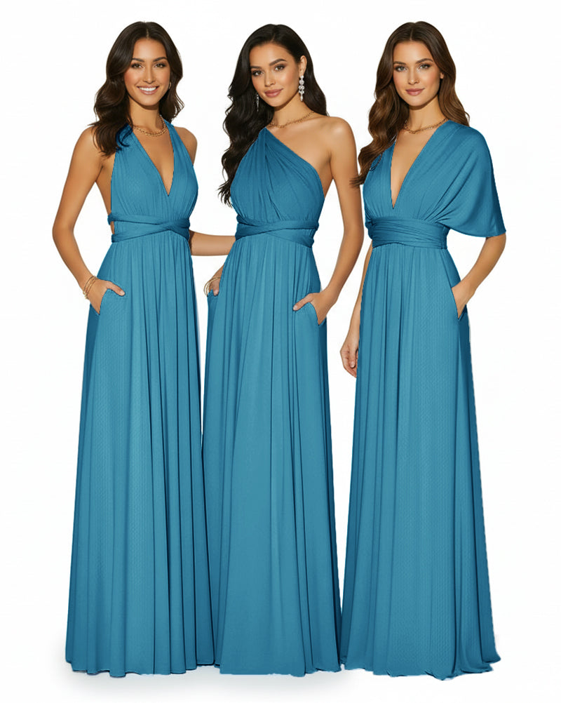 Convertible Multi-Way Infinity Wrap Dress Regular Plus size Wedding Bridal Party Bridemaids Gownteal blue 