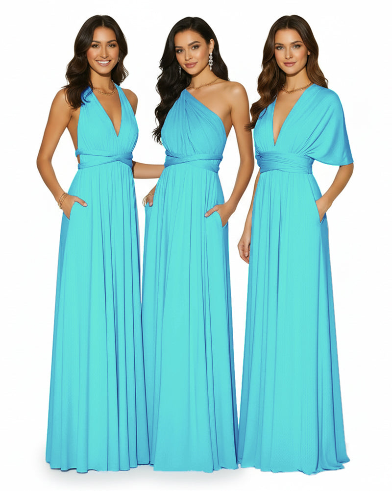 Convertible Multi-Way Infinity Wrap Dress Regular Plus size Wedding Bridal Party Bridemaids Gownturquoise blue 