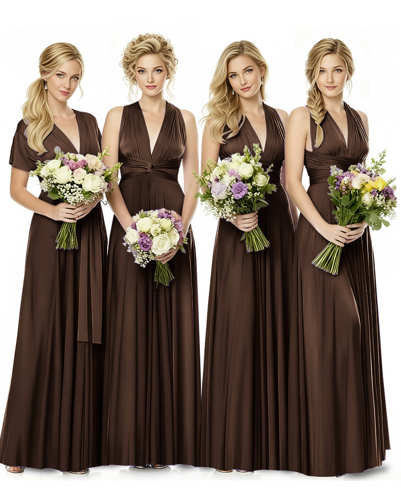 Convertible Multiway Maxi Infinity Dress with Pockets Effortless Elegancebrown 