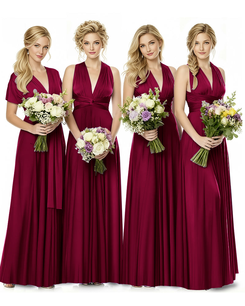 Convertible Multiway Maxi Infinity Dress with Pockets Effortless Eleganceburgundy 