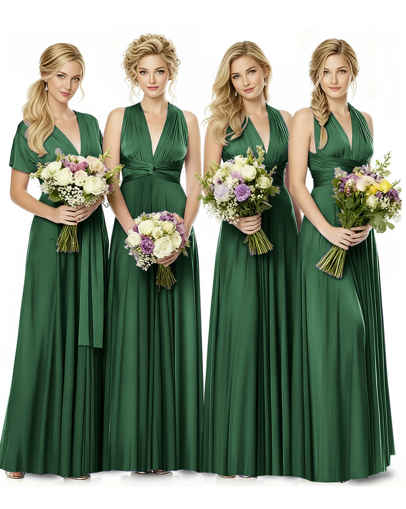 Convertible Multiway Maxi Infinity Dress with Pockets Effortless Elegancedark green 