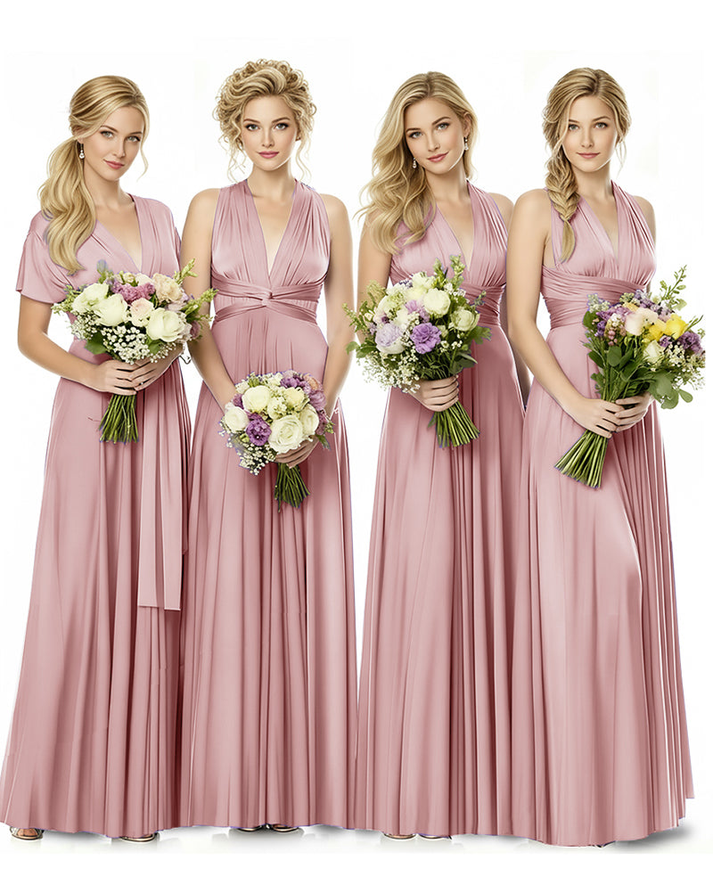 Convertible Multiway Maxi Infinity Dress with Pockets Effortless Elegancedusty rose 