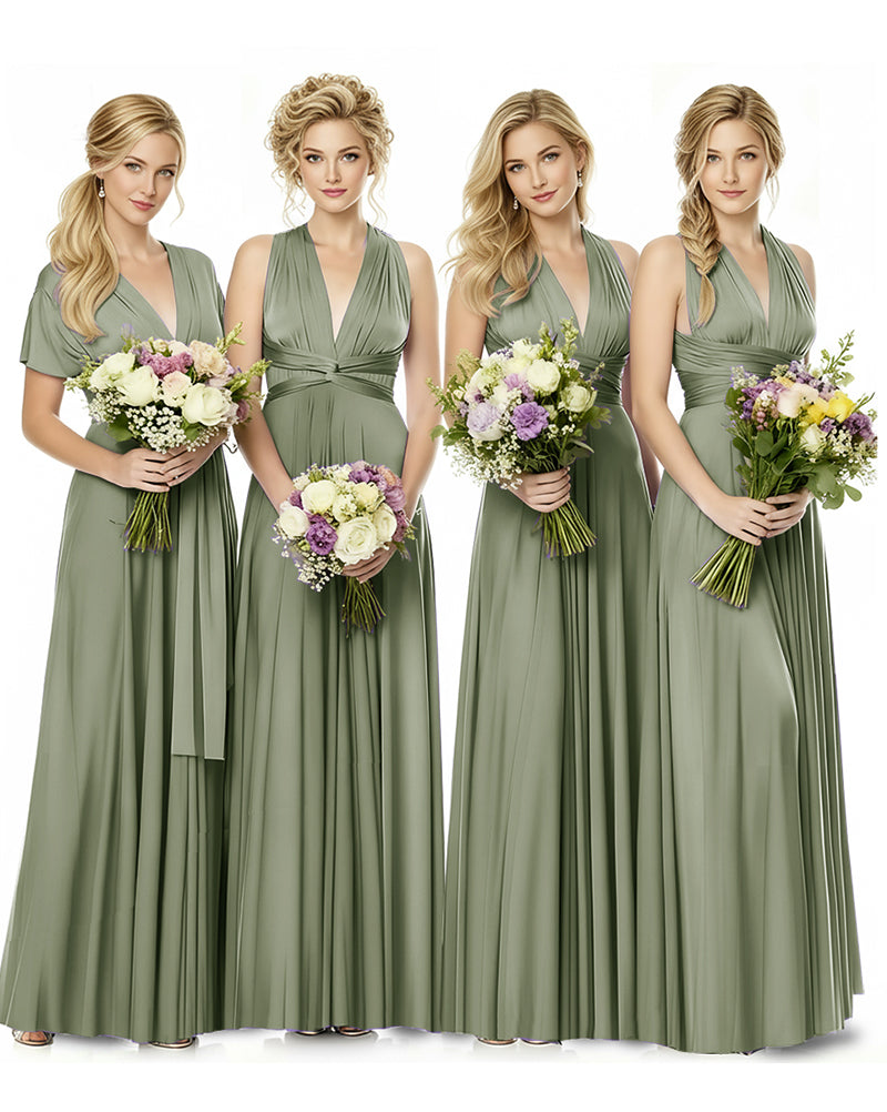 Convertible Multiway Maxi Infinity Dress with Pockets Effortless Elegancedusty sage 