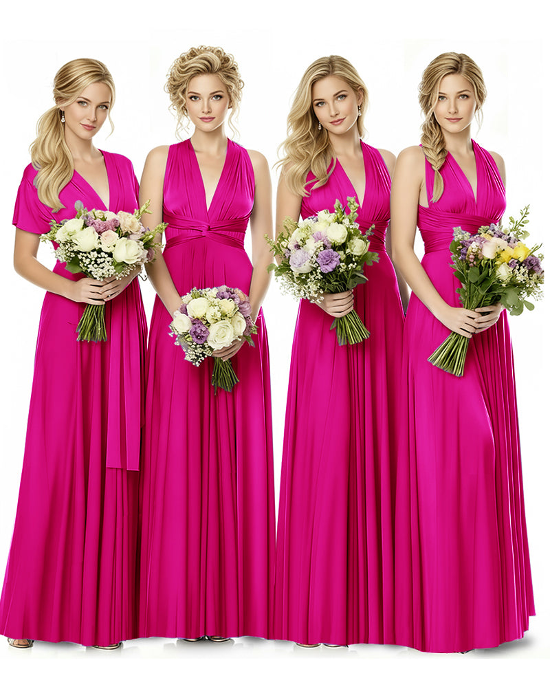 Convertible Multiway Maxi Infinity Dress with Pockets Effortless Elegancefuchsia 