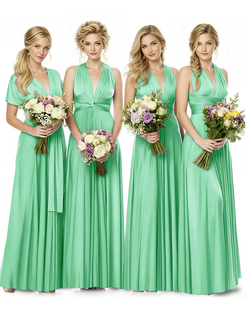Convertible Multiway Maxi Infinity Dress with Pockets Effortless Elegancemint green 