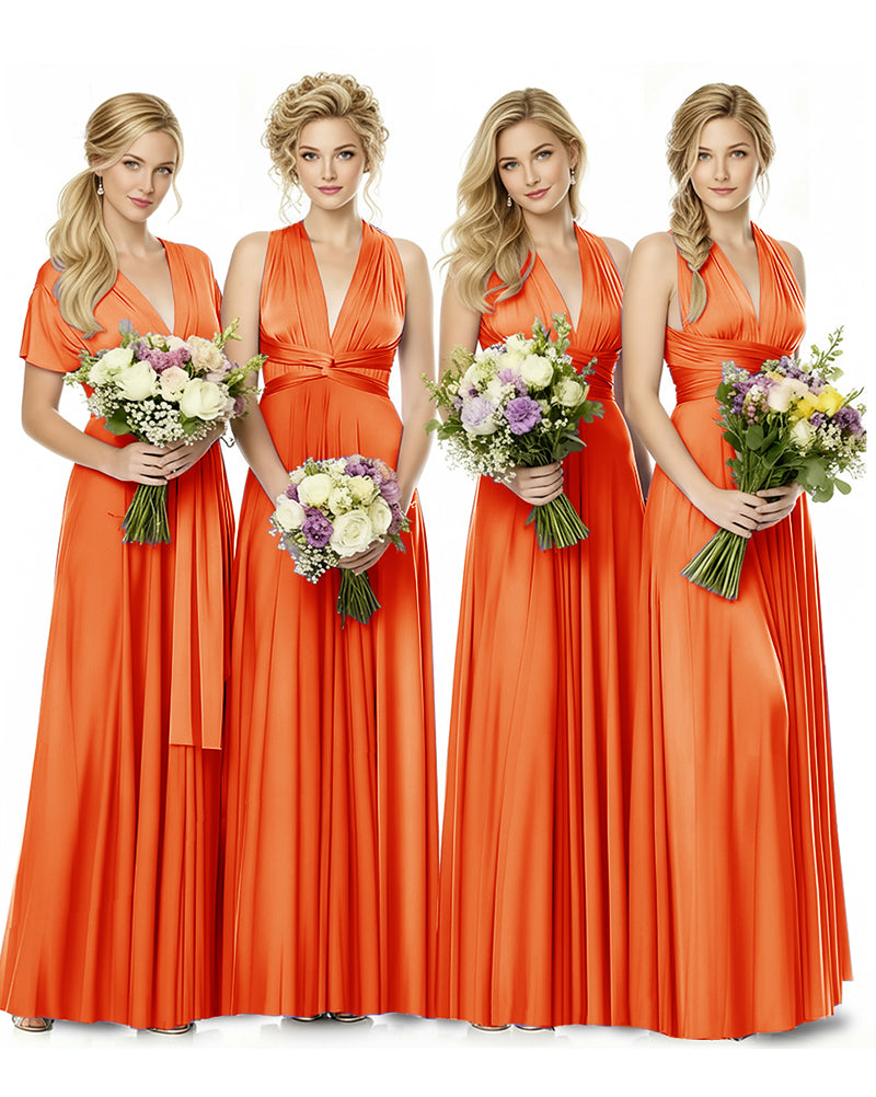 Convertible Multiway Maxi Infinity Dress with Pockets Effortless Eleganceorange 