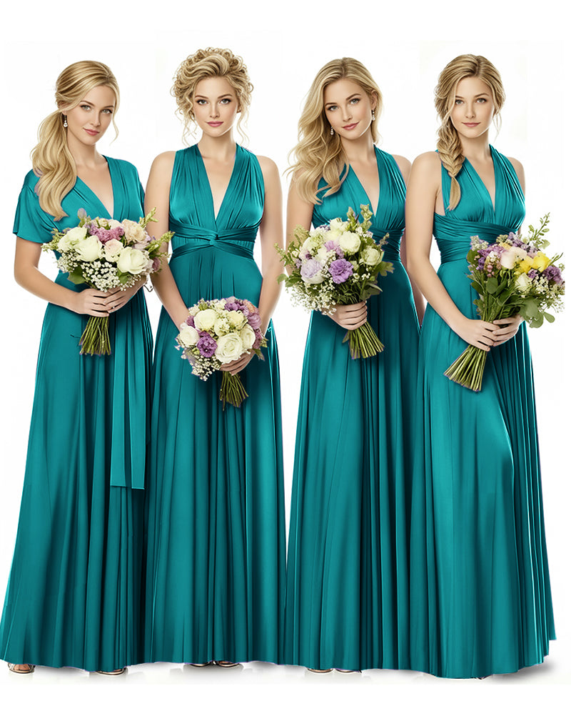 Convertible Multiway Maxi Infinity Dress with Pockets Effortless Eleganceteal green 
