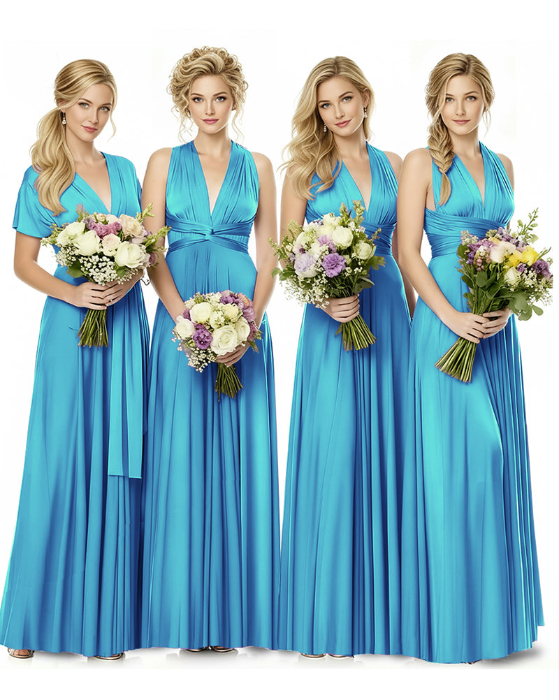 Convertible Multiway Maxi Infinity Dress with Pockets Effortless Eleganceturquoise blue 