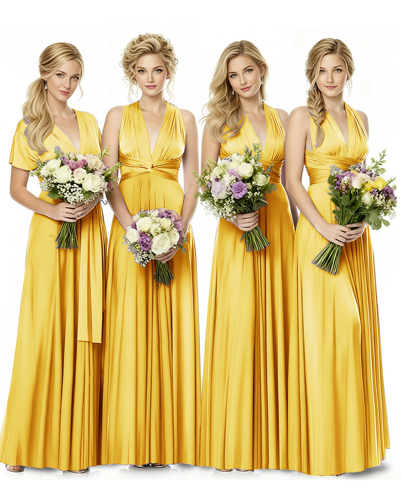 Convertible Multiway Maxi Infinity Dress with Pockets Effortless Eleganceyellow 
