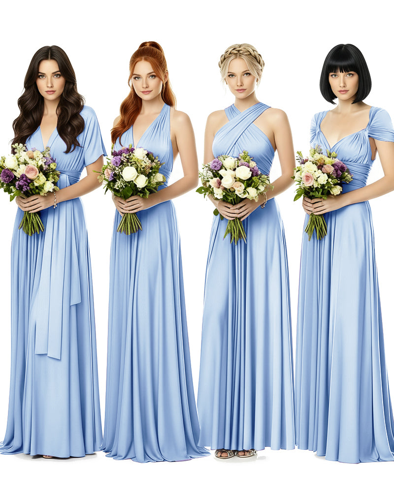 Convertible Wrap Maxi Gown Infinity Dress with Pockets A Timeless Bridesmaid Choice blue 