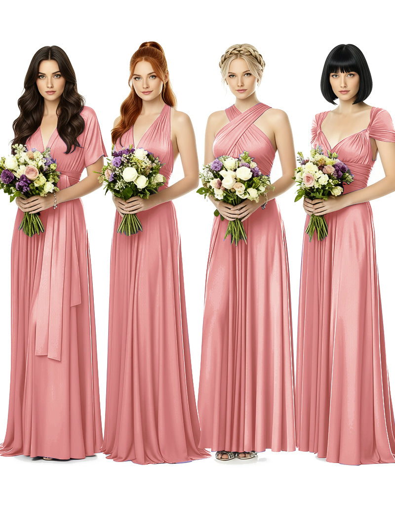 Convertible Wrap Maxi Gown Infinity Dress with Pockets A Timeless Bridesmaid Choice blushing pink 