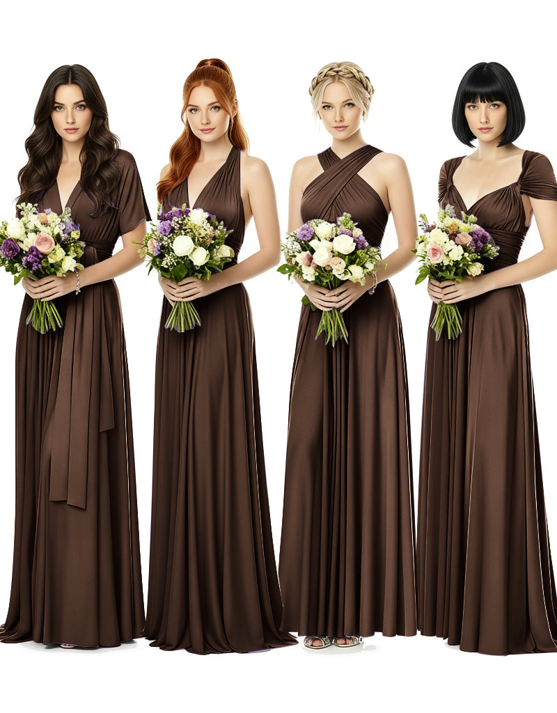Convertible Wrap Maxi Gown Infinity Dress with Pockets A Timeless Bridesmaid Choice brown 