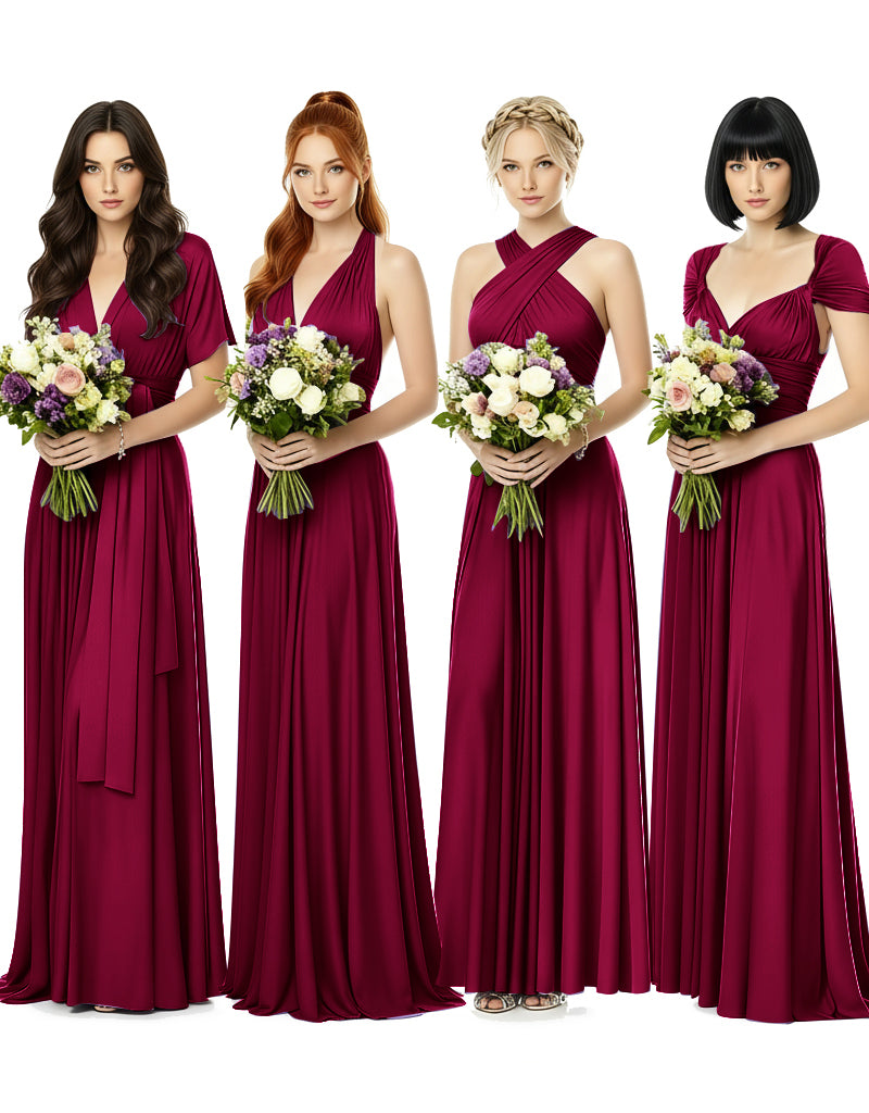 Convertible Wrap Maxi Gown Infinity Dress with Pockets A Timeless Bridesmaid Choice burgundy 