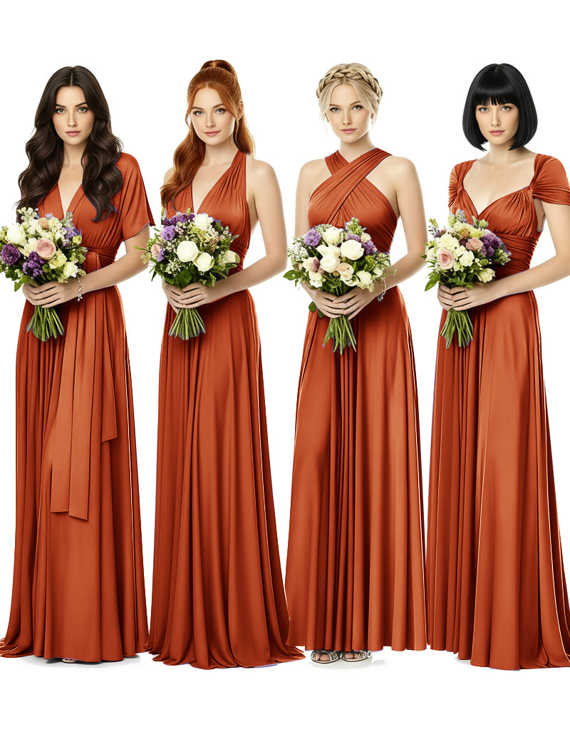 Convertible Wrap Maxi Gown Infinity Dress with Pockets A Timeless Bridesmaid Choice burnt orange 