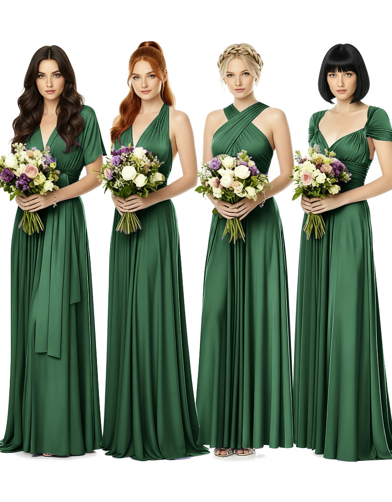 Convertible Wrap Maxi Gown Infinity Dress with Pockets A Timeless Bridesmaid Choice dark green 