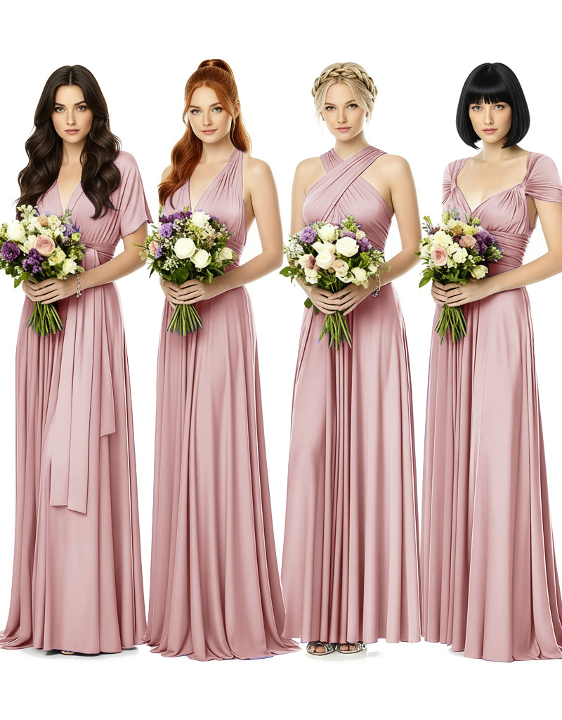 Convertible Wrap Maxi Gown Infinity Dress with Pockets A Timeless Bridesmaid Choice dusty rose 
