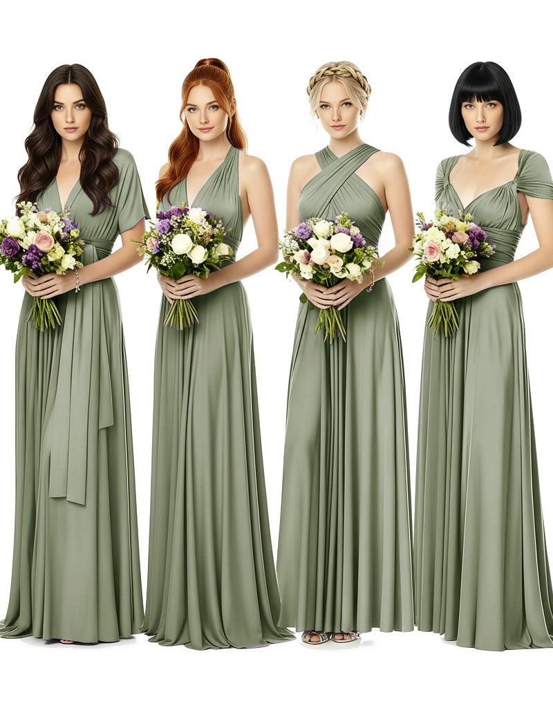 Convertible Wrap Maxi Gown Infinity Dress with Pockets A Timeless Bridesmaid Choice dusty sage 